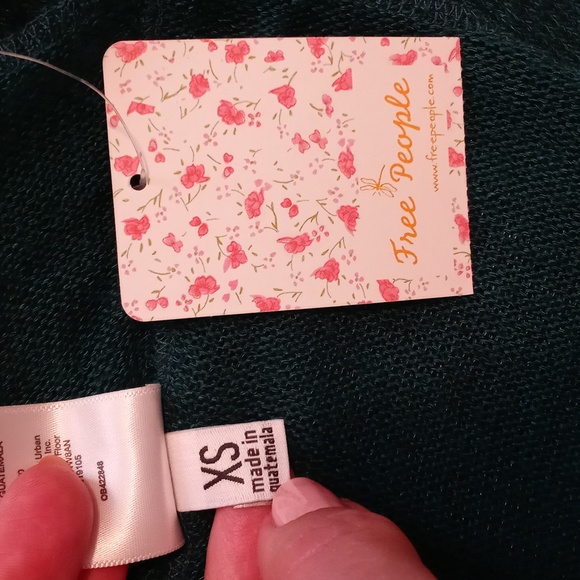 🆕️ 🌬Free People🌬 - Deep Teal Shadow Hacci Oversize Open Back Sweater Top - Picture 4 of 14